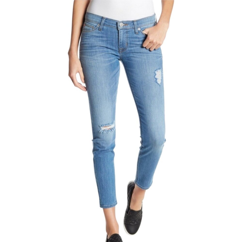Hudson Jeans Krista Low-Rise Crop Super Skinny Distressed Status Wash NWOT - 27